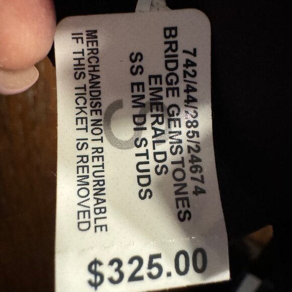 Emerald and Diamond Earrings Set in Sterling Silver - New in Box - Picture 3 of 4